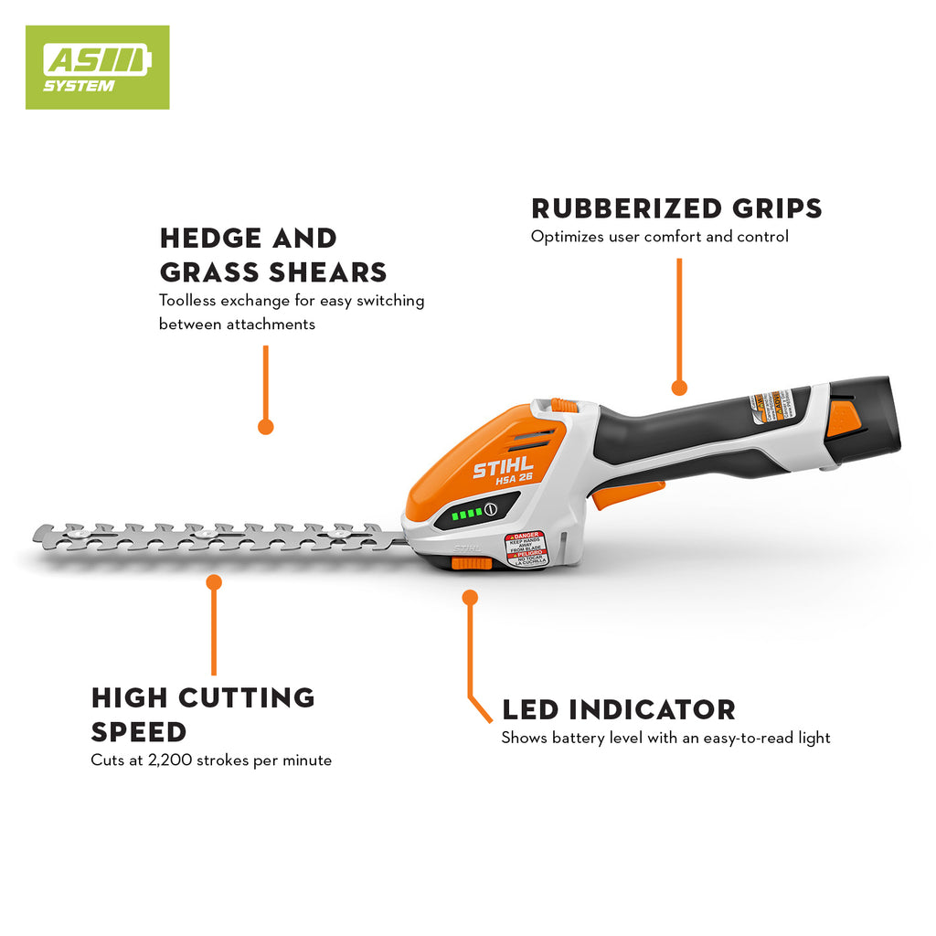 Stihl HSA 26 Battery Powered Hedge Trimmer | Set includes AS 2 Battery & AL 1 Charger