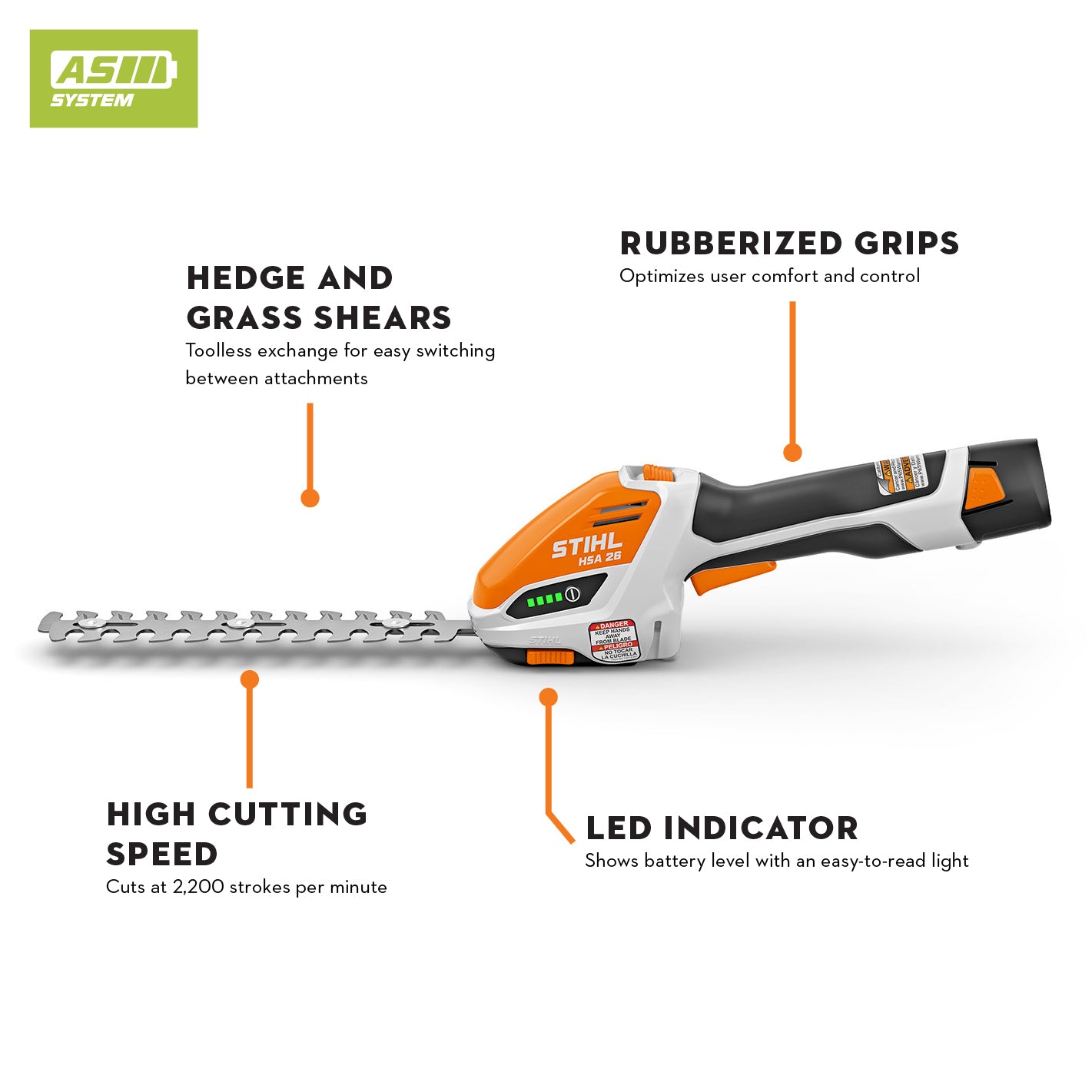 Stihl HSA 26 Battery Powered Hedge Trimmer | Set includes AS 2 Battery & AL 1 Charger
