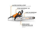Stihl MS 182 C-BE Gas Chainsaw | 16" Guide Bar 3/8" Pitch .050" Gauge
