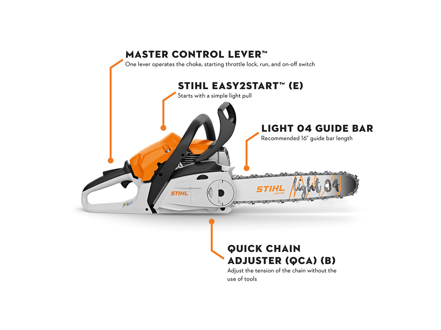 Stihl MS 182 C-BE Gas Chainsaw | 16" Guide Bar 3/8" Pitch .050" Gauge