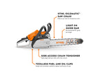 Stihl MS 182 Gas Chainsaw | 16" Guide Bar 3/8" Pitch .050" Gauge