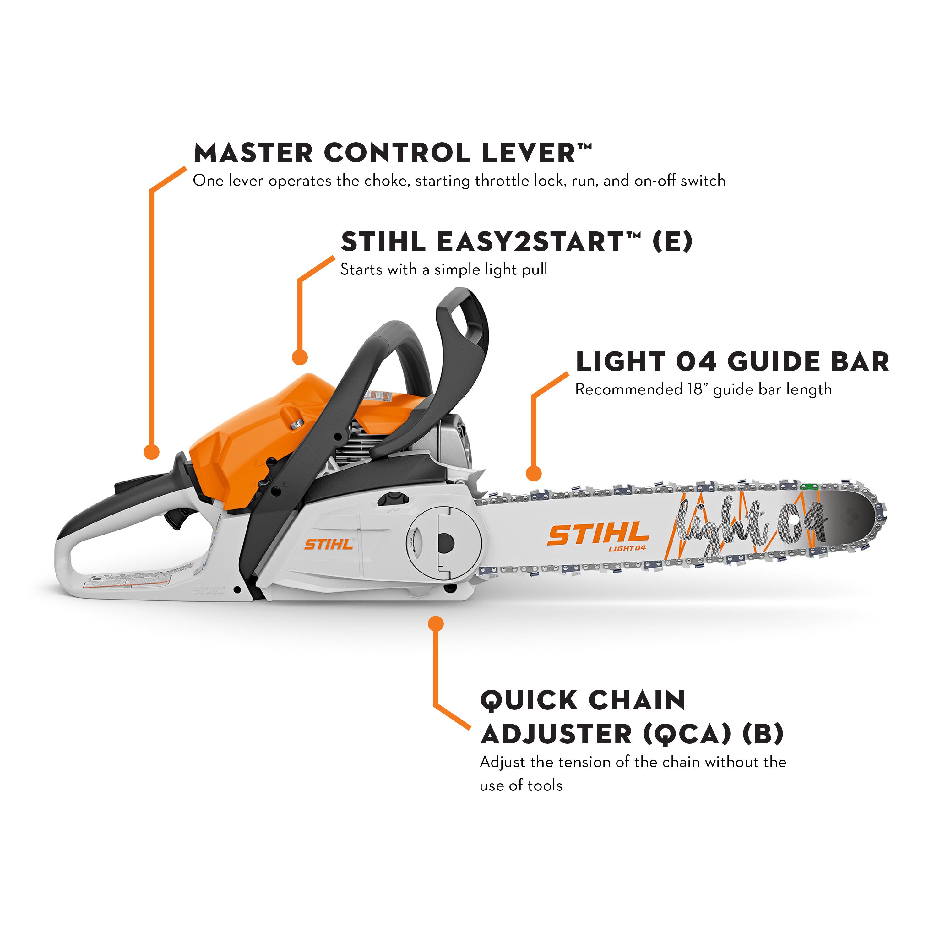 Stihl MS 172 C-E Gas Chainsaw | 16" Guide Bar 3/8" Pitch, .043" Gauge