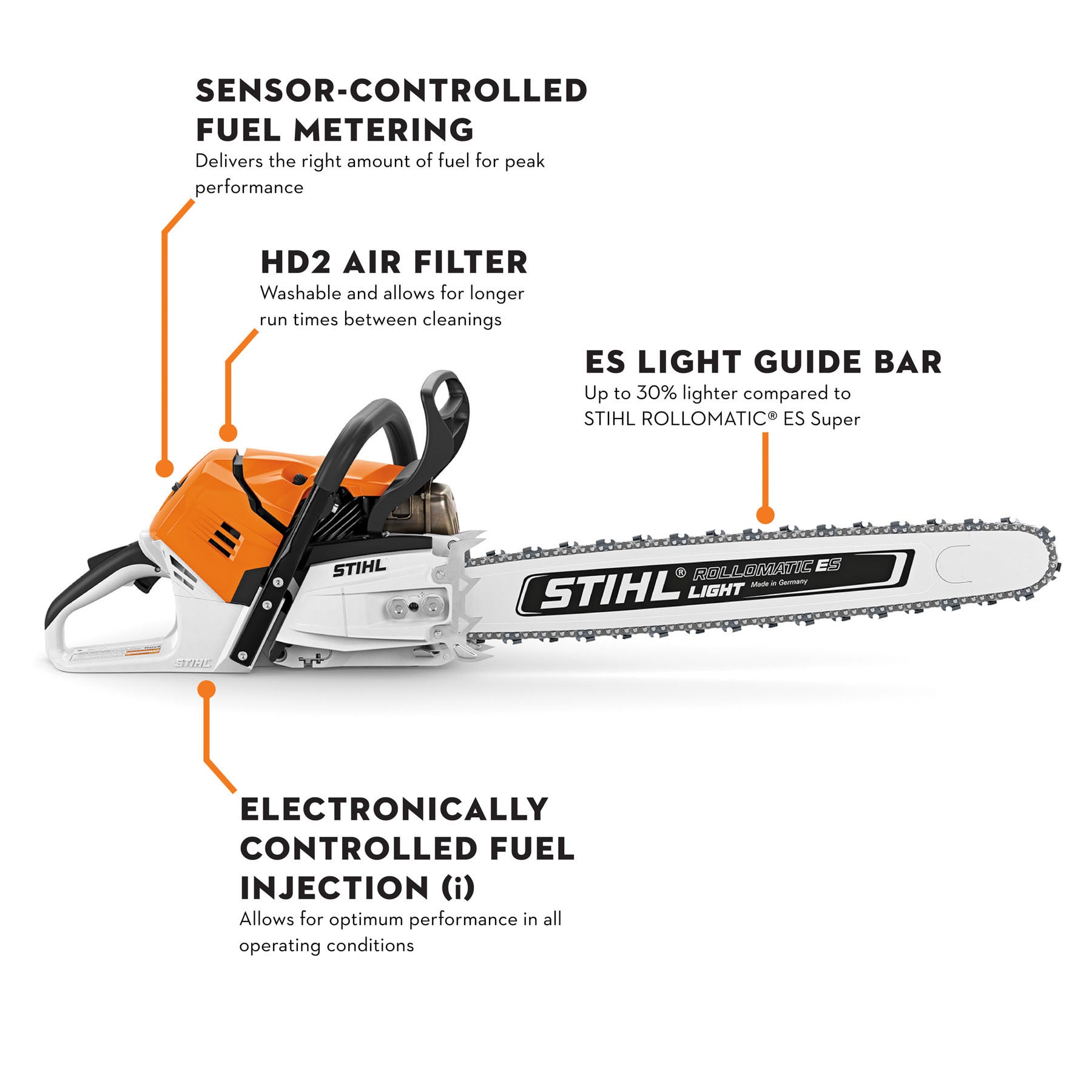 Stihl MS 500i Gas Chainsaw | Up to 36 in. | 3/8" Pitch .050" Gauge