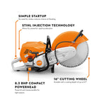Stihl TS 910i Professional Concrete Cutter | EFI, 102cc, 16" Cutting Wheel